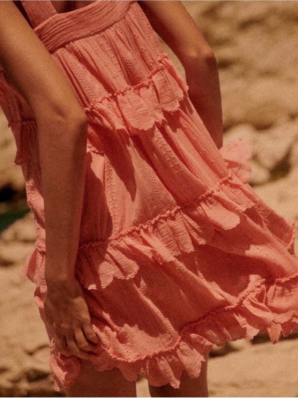 Sezane Oriane Peach Tie-Shoulder Mini Dress - Picture 5 of 8